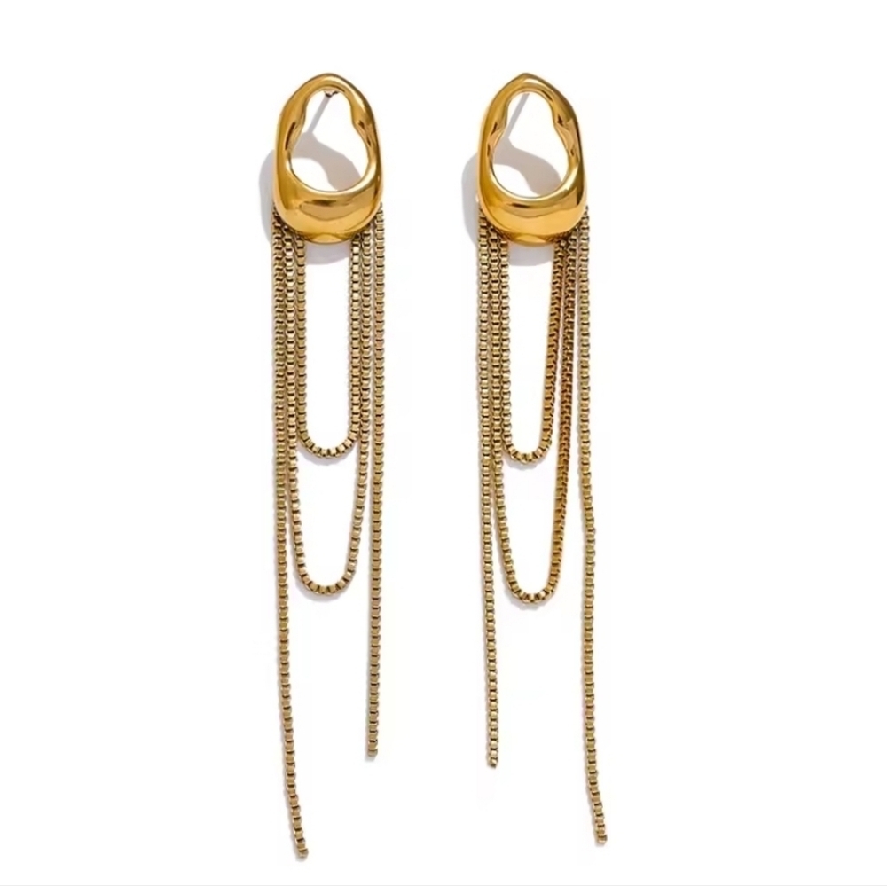 NEW Gold-Tone Stainless Steel Dangle Earrings
